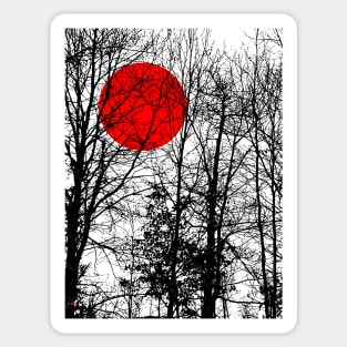 Red Sun in the Forest Sticker